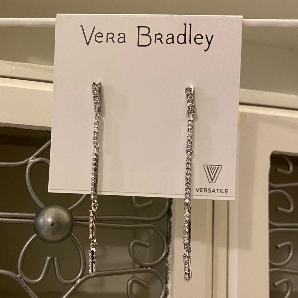 Vera Bradley Silver Whisper Link Linear Perced Earrings
